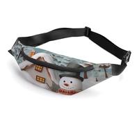 Fanny Pack for Women And Men Belt Bag Waist Pack Cat Waist Bag with Adjustable Strap, Snowman and Village, 36*15cm, Art Deco
