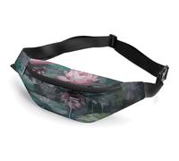 Fanny Pack for Women And Men Belt Bag Waist Pack Gorgeous White Cat Waist Bag with Adjustable Strap, Peach Water Lily Painting, 36*15cm, Art Deco