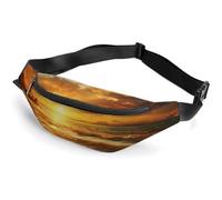 Fanny Pack for Women And Men Belt Bag Waist Pack Painting Sunflower Cow Waist Bag with Adjustable Strap, Beautiful Gold Sunset, 36*15cm, Art Deco