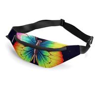 Fanny Pack for Women And Men Belt Bag Waist Pack Penguin Wearing Flowers Waist Bag with Adjustable Strap, Rainbow Butterfly, 36*15cm, Art Deco