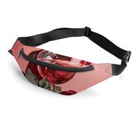 Fanny Pack for Women And Men Belt Bag Waist Pack Planets in Space Background Waist Bag with Adjustable Strap, Red Wine and Roses, 36*15cm, Art Deco