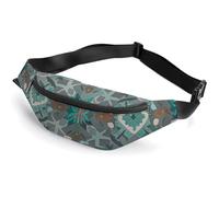 Fanny Pack for Women And Men Belt Bag Waist Pack Vintage Floral Plant Waist Bag with Adjustable Strap, Turquoise bohemian style, 36*15cm, Art Deco