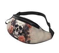 Fanny Pack for Women Mem Fashion Waist Packs Crossbody Ancient skull and flowers Belt Bag with Adjustable Strap Waist Bag, Black, One Size