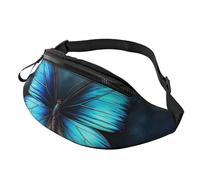 Fanny Pack for Women Mem Fashion Waist Packs Crossbody Blue Butterfly Pattern Belt Bag with Adjustable Strap Waist Bag, Black, One Size