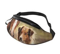 Fanny Pack for Women Mem Fashion Waist Packs Crossbody Collie Dog and Horse Together Belt Bag with Adjustable Strap Waist Bag, Black, One Size
