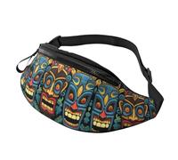 Fanny Pack for Women Mem Fashion Waist Packs Crossbody Colorful tiki mask pattern Belt Bag with Adjustable Strap Waist Bag, Black, One Size