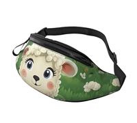 Fanny Pack for Women Mem Fashion Waist Packs Crossbody Cute Cartoon Sheep Belt Bag with Adjustable Strap Waist Bag, Black, One Size