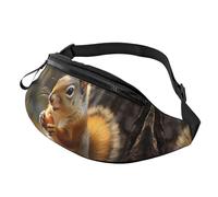 Fanny Pack for Women Mem Fashion Waist Packs Crossbody Cute Squirrel Eating Nuts Belt Bag with Adjustable Strap Waist Bag, Black, One Size