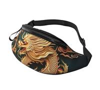 Fanny Pack for Women Mem Fashion Waist Packs Crossbody Dragon chinese background Belt Bag with Adjustable Strap Waist Bag, Black, One Size
