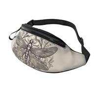 Fanny Pack for Women Mem Fashion Waist Packs Crossbody Hand drawn floral dragonfly Belt Bag with Adjustable Strap Waist Bag, Black, One Size