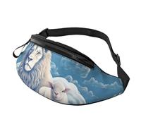 Fanny Pack for Women Mem Fashion Waist Packs Crossbody Lamb with A Lion On The Clouds Belt Bag with Adjustable Strap Waist Bag, Black, One Size