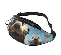 Fanny Pack for Women Mem Fashion Waist Packs Crossbody Lovely Sea Otter Print Belt Bag with Adjustable Strap Waist Bag, Black, One Size