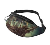 Fanny Pack for Women Mem Fashion Waist Packs Crossbody Nautical Vintage Sailing Pirate Ship Belt Bag with Adjustable Strap Waist Bag, Black, One Size