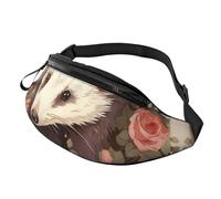 Fanny Pack for Women Mem Fashion Waist Packs Crossbody Opossum and Roses Belt Bag with Adjustable Strap Waist Bag, Black, One Size