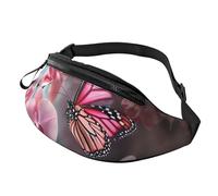 Fanny Pack for Women Mem Fashion Waist Packs Crossbody Orchid Flower Butterfly Belt Bag with Adjustable Strap Waist Bag, Black, One Size