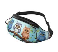 Fanny Pack for Women Mem Fashion Waist Packs Crossbody Owls on a branch Belt Bag with Adjustable Strap Waist Bag, Black, One Size