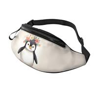 Fanny Pack for Women Mem Fashion Waist Packs Crossbody Penguin Wearing Flowers Belt Bag with Adjustable Strap Waist Bag, Black, One Size