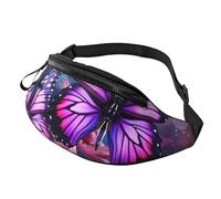 Fanny Pack for Women Mem Fashion Waist Packs Crossbody Purple Butterflies Belt Bag with Adjustable Strap Waist Bag, Black, One Size