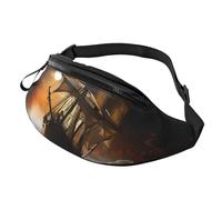 Fanny Pack for Women Mem Fashion Waist Packs Crossbody Sailing ship in storm Belt Bag with Adjustable Strap Waist Bag, Black, One Size