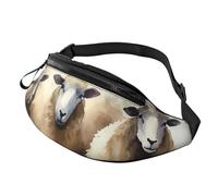 Fanny Pack for Women Mem Fashion Waist Packs Crossbody Sheeps Watercolor Belt Bag with Adjustable Strap Waist Bag, Black, One Size