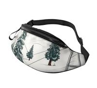 Fanny Pack for Women Mem Fashion Waist Packs Crossbody Ski Lift With Fir Tree Belt Bag with Adjustable Strap Waist Bag, Black, One Size