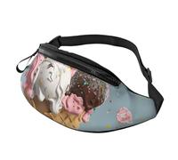 Fanny Pack for Women Mem Fashion Waist Packs Crossbody Sweet Ice Cream Belt Bag with Adjustable Strap Waist Bag, Black, One Size