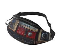 Fanny Pack for Women Mem Fashion Waist Packs Crossbody Vintage Wall of Radio Boombox Belt Bag with Adjustable Strap Waist Bag, Black, One Size