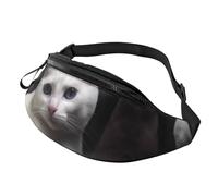 Fanny Pack for Women Mem Fashion Waist Packs Crossbody White Cat Belt Bag with Adjustable Strap Waist Bag, Black, One Size