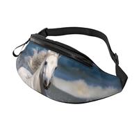 Fanny Pack for Women Mem Fashion Waist Packs Crossbody White horse running on the sea Belt Bag with Adjustable Strap Waist Bag, Black, One Size