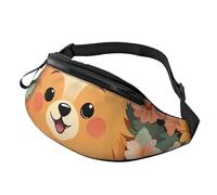 Fanny Pack for Women Men Adjustable Waist Pack Pomeranians Cartoon Flowers Crossbody Bags Everywhere Belt Bag Hip Pack
