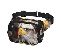 Fanny Pack for Women Men Belt Bag America Flag and Eagle Waist Bags With Adjustable Straps Chest Bag Travel Crossbody Purse, Black, One Size