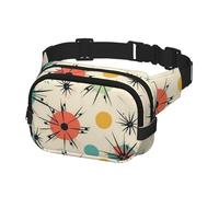 Fanny Pack for Women Men Belt Bag Atomic Stars Retro Pattern Waist Bags With Adjustable Straps Chest Bag Travel Crossbody Purse, Black, One Size