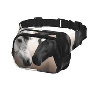 Fanny Pack for Women Men Belt Bag Black And White Horses Waist Bags With Adjustable Straps Chest Bag Travel Crossbody Purse, Black, One Size