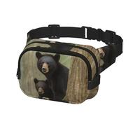 Fanny Pack for Women Men Belt Bag Black Bear Mother and Cub Waist Bags With Adjustable Straps Chest Bag Travel Crossbody Purse, Black, One Size