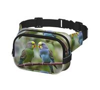 Fanny Pack for Women Men Belt Bag Blue and Green Parakeets Waist Bags With Adjustable Straps Chest Bag Travel Crossbody Purse, Black, One Size