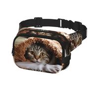 Fanny Pack for Women Men Belt Bag Cat Under Blanket Waist Bags With Adjustable Straps Chest Bag Travel Crossbody Purse, Black, One Size
