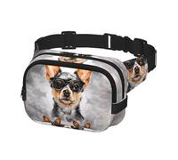 Fanny Pack for Women Men Belt Bag Chihuahua Dog Glasses Waist Bags With Adjustable Straps Chest Bag Travel Crossbody Purse, Black, One Size