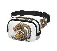 Fanny Pack for Women Men Belt Bag Chinese dragon with pearl Waist Bags With Adjustable Straps Chest Bag Travel Crossbody Purse, Black, One Size