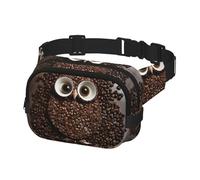 Fanny Pack for Women Men Belt Bag Coffee bean owl Waist Bags With Adjustable Straps Chest Bag Travel Crossbody Purse, Black, One Size