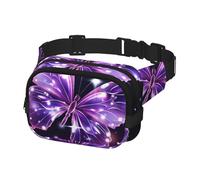 Fanny Pack for Women Men Belt Bag Cute Purple Butterfly Waist Bags With Adjustable Straps Chest Bag Travel Crossbody Purse, Black, One Size