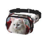 Fanny Pack for Women Men Belt Bag Cute White Cat Waist Bags With Adjustable Straps Chest Bag Travel Crossbody Purse, Black, One Size