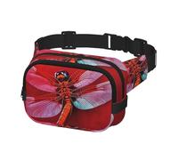 Fanny Pack for Women Men Belt Bag Dragonfly on Red Background Waist Bags With Adjustable Straps Chest Bag Travel Crossbody Purse, Black, One Size