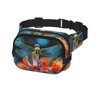 Fanny Pack for Women Men Belt Bag Dragonfly On The Flower Waist Bags With Adjustable Straps Chest Bag Travel Crossbody Purse, Black, One Size