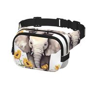 Fanny Pack for Women Men Belt Bag Elephant and Sunflower Waist Bags With Adjustable Straps Chest Bag Travel Crossbody Purse, Black, One Size