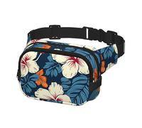 Fanny Pack for Women Men Belt Bag Hawaii Flower Waist Bags With Adjustable Straps Chest Bag Travel Crossbody Purse, Black, One Size