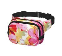 Fanny Pack for Women Men Belt Bag Hawaiian flower print Waist Bags With Adjustable Straps Chest Bag Travel Crossbody Purse, Black, One Size