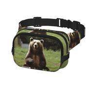 Fanny Pack for Women Men Belt Bag Hi Bear Sit on the lawn Waist Bags With Adjustable Straps Chest Bag Travel Crossbody Purse, Black, One Size