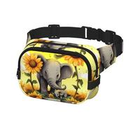 Fanny Pack for Women Men Belt Bag mother and baby elephant sunflowers Waist Bags With Adjustable Straps Chest Bag Travel Crossbody Purse, Black, One Size