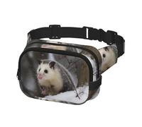 Fanny Pack for Women Men Belt Bag Opossum In Snow Waist Bags With Adjustable Straps Chest Bag Travel Crossbody Purse, Black, One Size