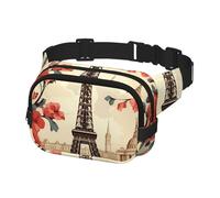 Fanny Pack for Women Men Belt Bag Paris Vintage Floral Waist Bags With Adjustable Straps Chest Bag Travel Crossbody Purse, Black, One Size